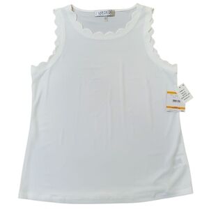 Kasper Women's White Scalloped Tank Top. SMALL. NWT